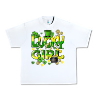 White lucky girl st. patricks day Urban Heavy Tee - HowdyJamesFarm