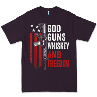 God Guns Whiskey Freedom - Pro Gun American Flag Guns Arts Characters Premium Tee | Teevron