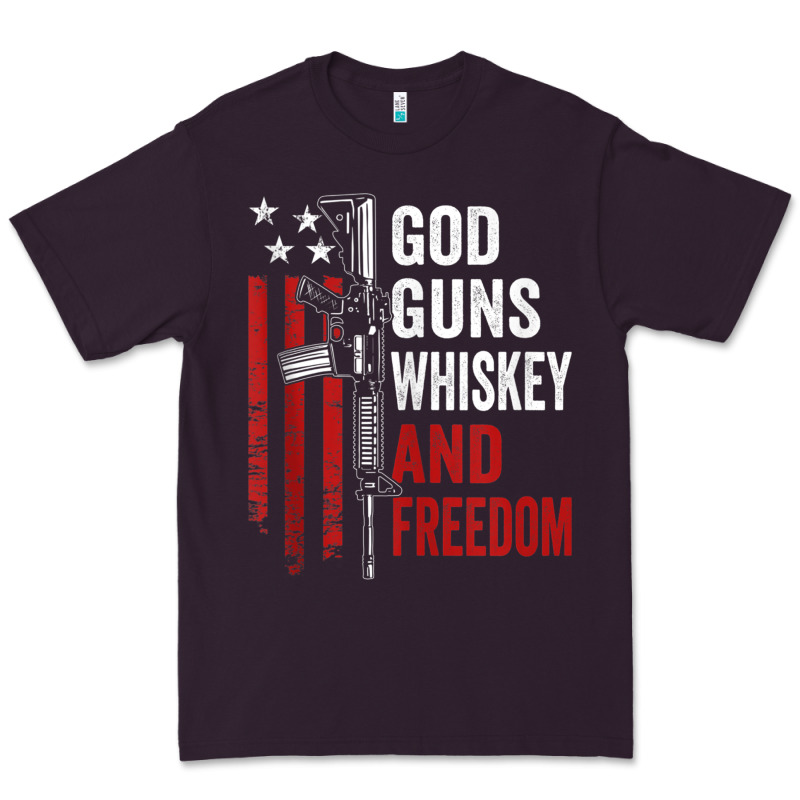God Guns Whiskey Freedom - Pro Gun American Flag Guns Arts Characters Premium Tee by maiPhamDesign | Teevron