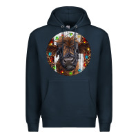 Navy Western Christmas Calf Premium Hoodie - RanaPortraitStore