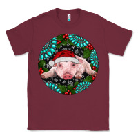 Burgundy Baby Pig Christmas Classic Tee - RanaPortraitStore