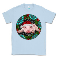 Dusty Blue Baby Pig Christmas Classic Tee - RanaPortraitStore