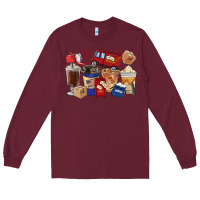 Burgundy Postal Worker Coffee Cups Long Sleeve Tee - FaDigitalArtStudio