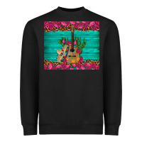 Black mexican guitar roses cactus sombrero Heavyweight Sweatshirt - Artiststas