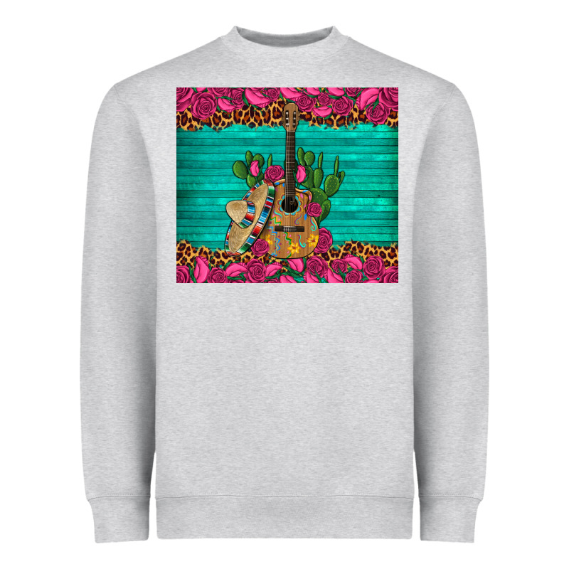 Mexican Guitar Roses Cactus Sombrero Heavyweight Sweatshirt by Artiststas | Teevron