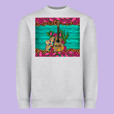 Mexican Guitar Roses Cactus Sombrero Heavyweight Sweatshirt Designed By Artiststas