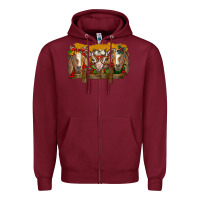 Burgundy Christmas goats Zipper Hoodie - BarkalooDesign