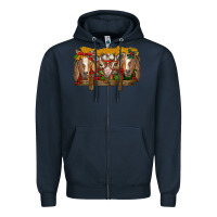 Navy Christmas goats Zipper Hoodie - BarkalooDesign
