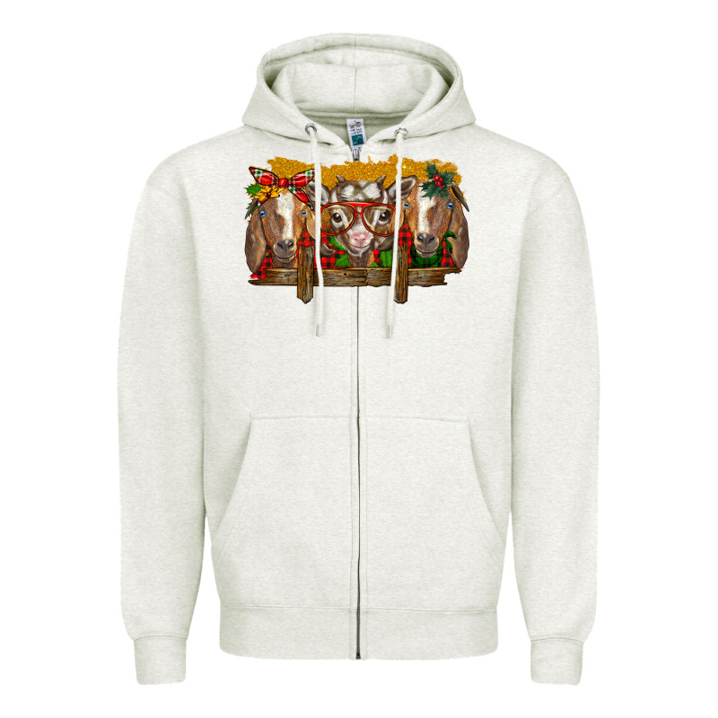 Christmas Goats Zipper Hoodie by BarkalooDesign | Teevron