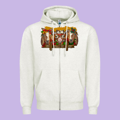 Christmas Goats Zipper Hoodie Designed By Barkaloodesign