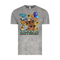 My First Birthday Baby Cow Sunflower Vintage Tee | Teevron