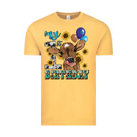 Vintage Mustard My first Birthday baby cow sunflower Vintage Tee - HowdyJamesFarm
