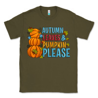 Army Green Autumn leaves and pumpkin please Classic Tee - Artiststas