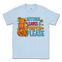 Dusty Blue Autumn leaves and pumpkin please Classic Tee - Artiststas