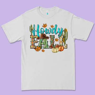 Western Howdy Fall Premium Tee Designed By Nancycooperartshop