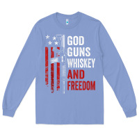 Colony Blue God Guns Whiskey Freedom - Pro Gun American Flag Guns Arts Characters Long Sleeve Tee - maiPhamDesign