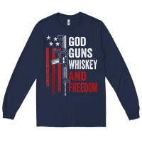 Navy God Guns Whiskey Freedom - Pro Gun American Flag Guns Arts Characters Long Sleeve Tee - maiPhamDesign
