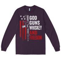 Plum God Guns Whiskey Freedom - Pro Gun American Flag Guns Arts Characters Long Sleeve Tee - maiPhamDesign