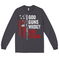 Smoke God Guns Whiskey Freedom - Pro Gun American Flag Guns Arts Characters Long Sleeve Tee - maiPhamDesign