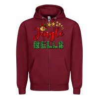 Burgundy christmas jingle bells Zipper Hoodie - BarkalooDesign