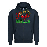 Navy christmas jingle bells Zipper Hoodie - BarkalooDesign