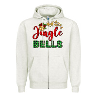 Oatmeal Heather christmas jingle bells Zipper Hoodie - BarkalooDesign