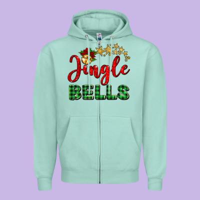 Christmas Jingle Bells Zipper Hoodie Designed By Barkaloodesign
