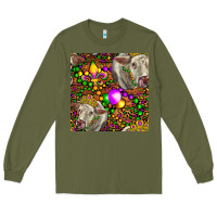 Army Green Mardi Gras Cow Leopard Seamless Pattern Long Sleeve Tee - FaDigitalArtStudio