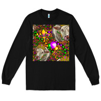 Black Mardi Gras Cow Leopard Seamless Pattern Long Sleeve Tee - FaDigitalArtStudio