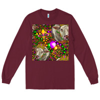 Burgundy Mardi Gras Cow Leopard Seamless Pattern Long Sleeve Tee - FaDigitalArtStudio