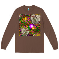 Chestnut Mardi Gras Cow Leopard Seamless Pattern Long Sleeve Tee - FaDigitalArtStudio