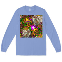 Colony Blue Mardi Gras Cow Leopard Seamless Pattern Long Sleeve Tee - FaDigitalArtStudio