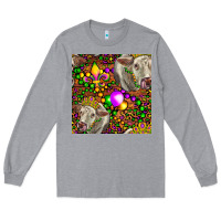 Heather Grey Mardi Gras Cow Leopard Seamless Pattern Long Sleeve Tee - FaDigitalArtStudio