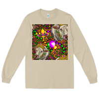 Mushroom Mardi Gras Cow Leopard Seamless Pattern Long Sleeve Tee - FaDigitalArtStudio