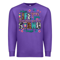Purple when life gives you more than you can stand kneel Premium Sweatshirt - AdoDesignShop