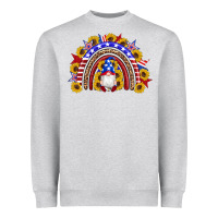 Heather Grey american flag gnomes sunflowers rainbow Heavyweight Sweatshirt - Artiststas