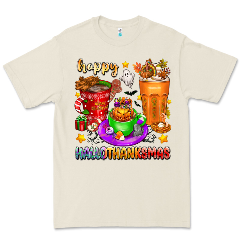 Happy Hallothanksmas Coffee Cups Premium Tee by texasbilliewilder | Teevron