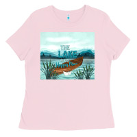 Bubblegum Pink the lake is my happy place Ladies Tee - TumblerDesignByShophia