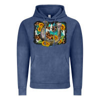 Vintage Denim western leopard cowhide turquoise background horse Vintage Hoodie - OliviaCreatesArt