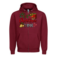 Burgundy it's Christmas time Zipper Hoodie - BarkalooDesign