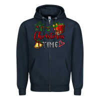 Navy it's Christmas time Zipper Hoodie - BarkalooDesign