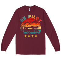 Burgundy rv pilot camping funny vintage motorhome travel vacation t shirt Long Sleeve Tee - maiPhamDesign