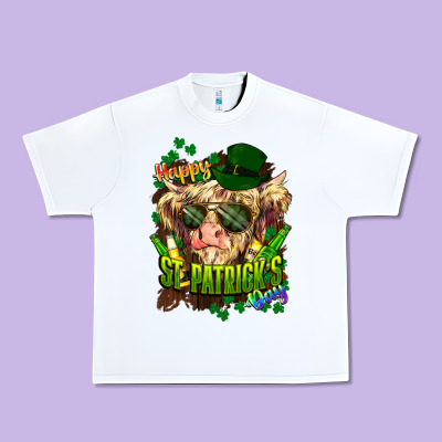 St. Patrick's Day Cow Urban Heavy Tee Designed By Howdyjamesfarm