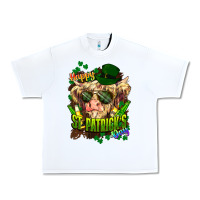 White St. Patrick's Day Cow Urban Heavy Tee - HowdyJamesFarm