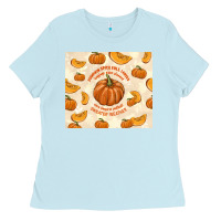 Baby Blue pumpkin spice fall leaves Ladies Tee - TumblerDesignByShophia