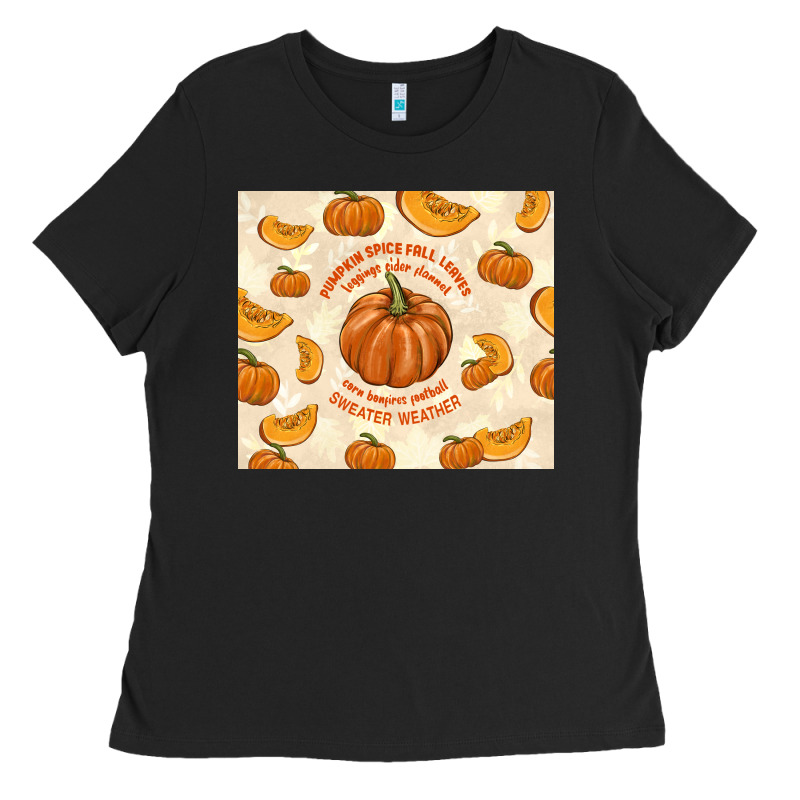 Pumpkin Spice Fall Leaves Ladies Tee by TumblerDesignByShophia | Teevron