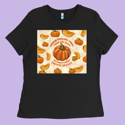 Pumpkin Spice Fall Leaves Ladies Tee Designed By Tumblerdesignbyshophia