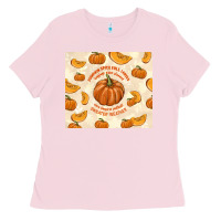 Bubblegum Pink pumpkin spice fall leaves Ladies Tee - TumblerDesignByShophia