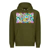 Army Green The Pool Is My Happy Place Premium Hoodie - CowhideDigitalArt