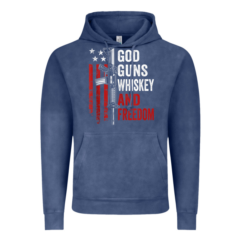 God Guns Whiskey Freedom - Pro Gun American Flag Guns Arts Characters Vintage Hoodie by maiPhamDesign | Teevron